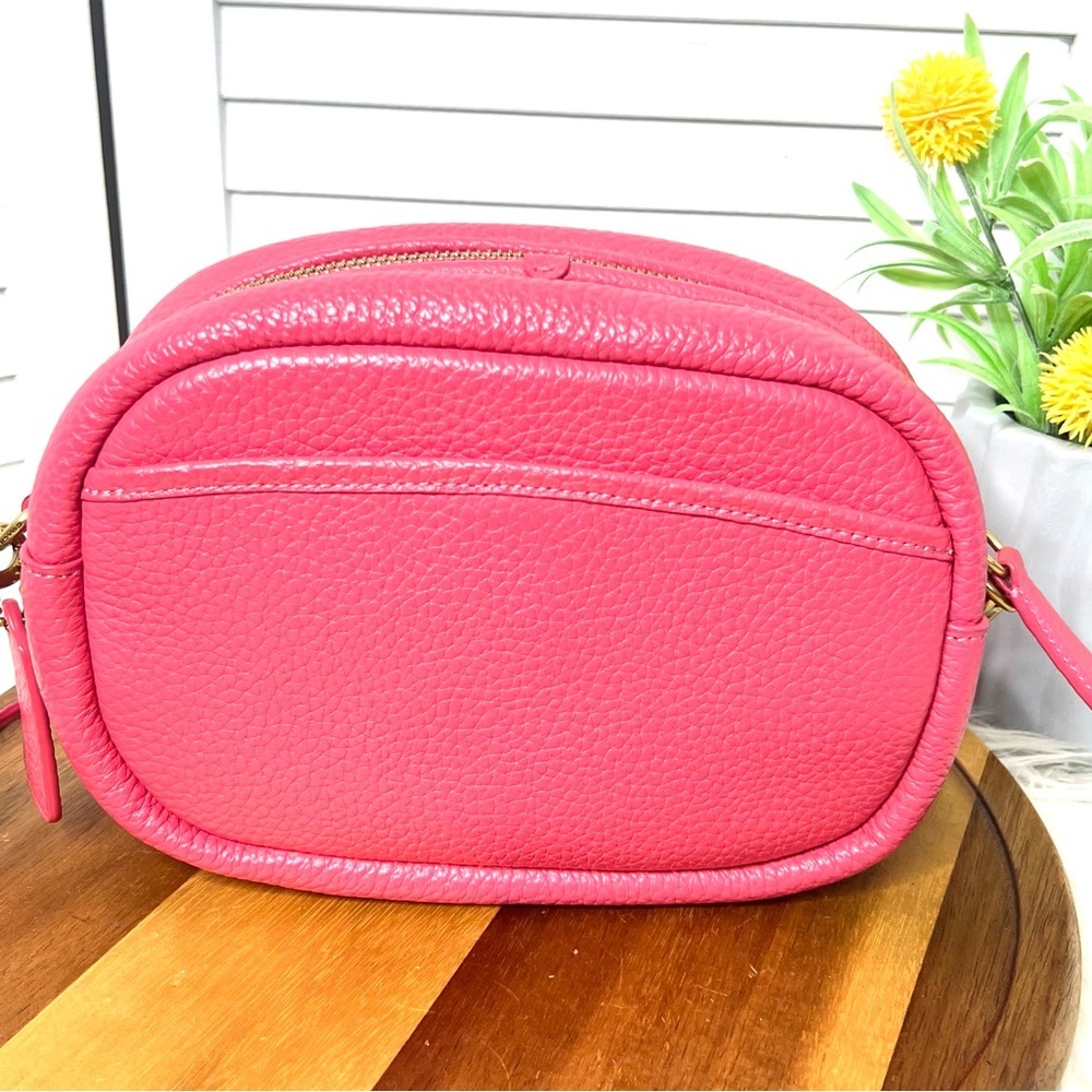 Coach Camera Bag Pink Soft Pebble Leather Crossbody Two Adjustable Straps - Picture 9 of 17